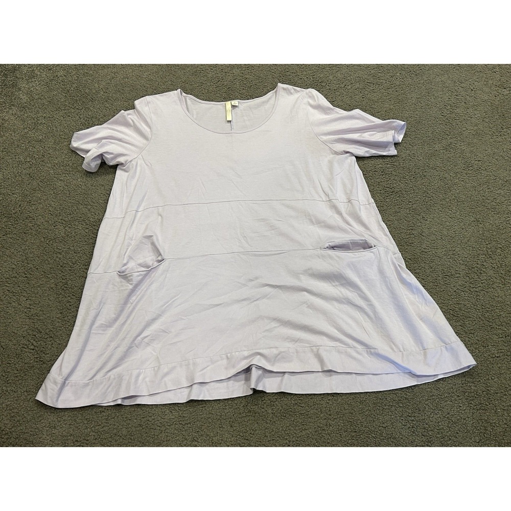 Pure J. Jill Tunic Top Womens M Light Purple Pocket Front Short Sleeve Lagenlook